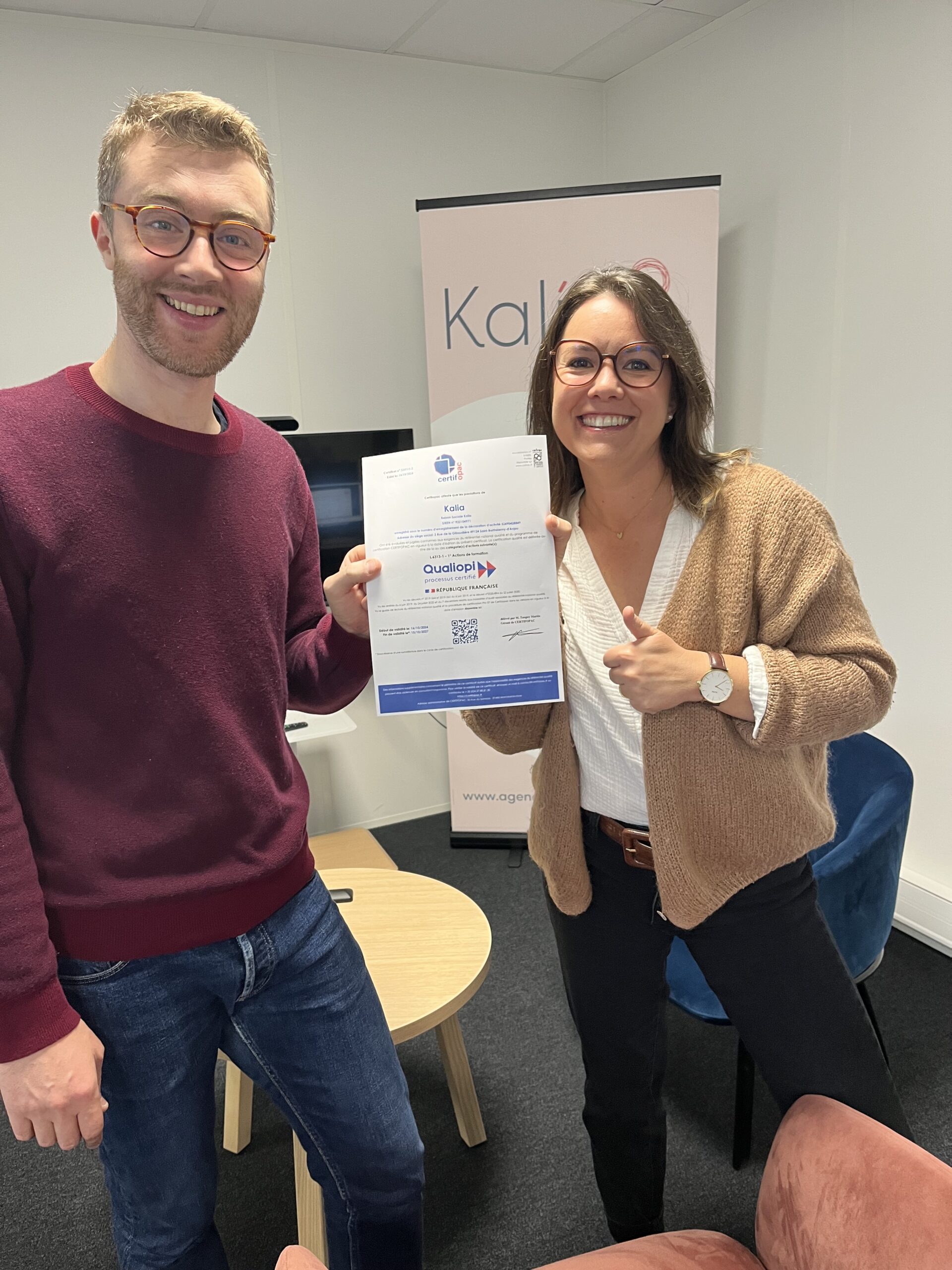 L’Agence Kalía obtient la certification Qualiopi